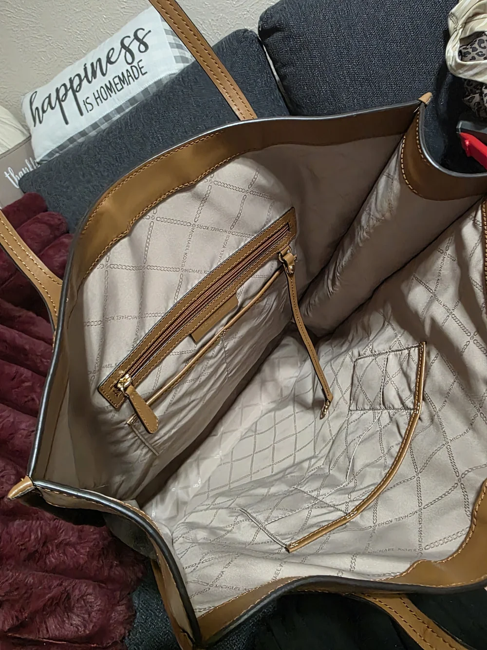 Michael Kors Brown and Tan Monogram Tote